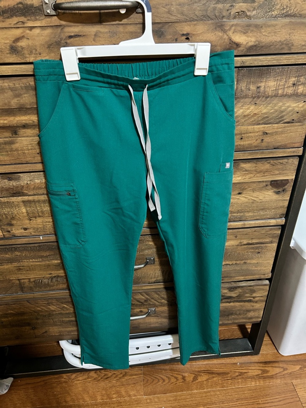 Figs Straight Leg Scrub Pants in Teal with White Drawstring